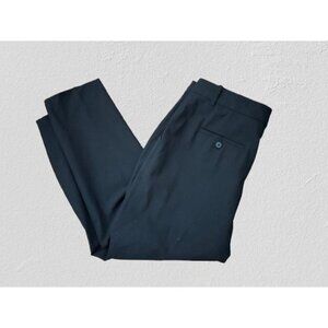 THEORY Linen Trousers Strait Cut Pants Dark Eggplant/Black Size 10